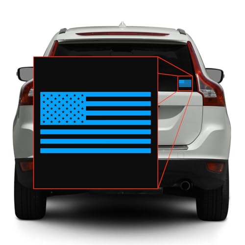 Image of American US Flag [Pick Color /Size] Vinyl Decal Sticker for Laptop /Car /Truck /Window /Bumper (18in x 10in, Matte Light Blue)