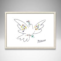 Amazon.co.jp: ピカソ 花と鳩 A4サイズ フレーム付き アートポスター