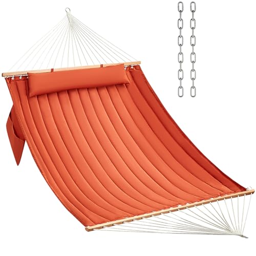Top 5 Quality Hammocks: Your Ultimate Buying Guide 3 CHULIM Double Quilted Fabric Hammock with Hardwood Spreader Bars and Pillow 450 LBS Capacity 2 Person Large Hammock for Outdoor Patio Backyard Poolside - Terracotta