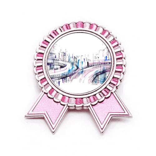 Broche gratte-ciel moderne rose en métal pour sublimer un look urbain