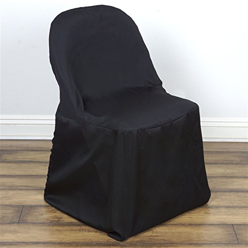 BalsaCircle 50 pcs Black Folding Round Polyester Chair Covers for Party Wedding Linens Decorations Dinning Ceremony Reception Supplies