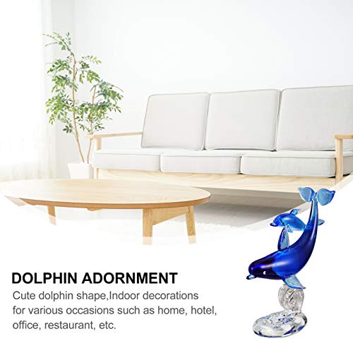 Fomiyes 0424J37SJ016POQ5 Dolphin Figurines Double Dolphin Glass Figurine With Base Handmade Art Glass Blown Marine Fish Statue Crystal Animals Paperweight Collectible Sculpture Home Decoration Glass Fish Figurines thumb #2