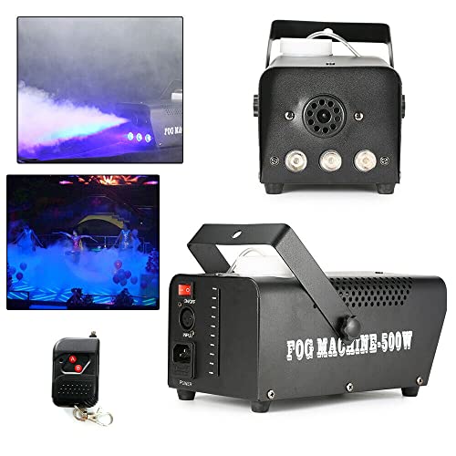 Susoso Máquina de humo de 500 W con mando a distancia y cable de alimentación, adecuada para conciertos en vivo, escenarios, fiestas, bodas, bares, fiestas informales, Navidad, etc