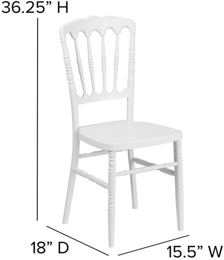 Pemberly Row Transitional Resin Accent Chair, Stackable Design, Virgin Polypropylene, Waterproof UV Treated, White Finish, 36.25 in H x 15.5 in W x 18 in D, Lightweight Indoor/Outdoor Seating for