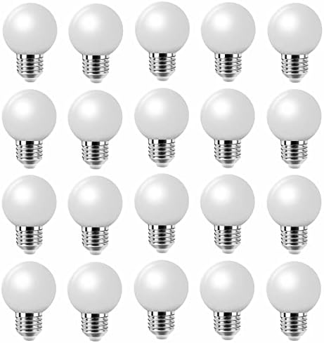20Pack Colored Bulbs LED 2W E27 G45 Lighting Bulbs,LED Coloured GolfBall Bulb, Mixed Colours Red Green Blue Pink Yellow