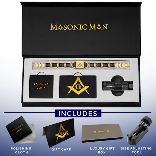 Masonicman Men’s Masonic Magnetic Titanium Bracelet With Blue Carbon Fiber #TOP1