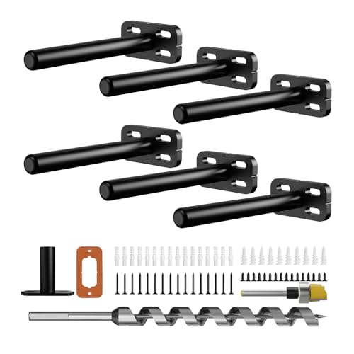 6pcs Wall Shelf Brackets Heavy Duty Floating Shelf Bracket Hidden Invisible Black Shelving Brackets Decorative Floating Shelf Hardware Heavy Duty Metal Shelf Support Bracket(4-6pcs)