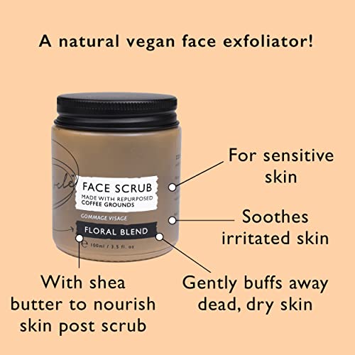 Upcircle Coffee Face Scrub - Floral Blend For Sensitive Skin 3.5Oz - Chamomile, Shea Butter, Coconut + Rosehip Oil - Natural, Vegan Face Exfoliator For Soft, Smooth Skin #TOP1