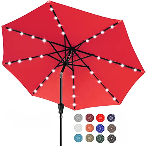 Image of ABCCANOPY Durable Solar Led Patio Umbrellas with 24LED Lights 7.5FT (Red)