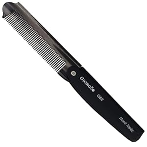 Giorgio G82 Graphite Fine Tooth Folding Pocket Comb for Men, for Everyday Grooming Styling Hair, Beard or Mustache, Use Dry or with Balms, Handmade, Saw Cut Hand Polished