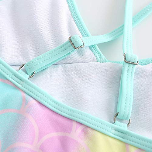 Image of Girls One Piece Swimsuits Hawaiian Ruffle Swimwear Beach Bathing Suit for Summer Vacation