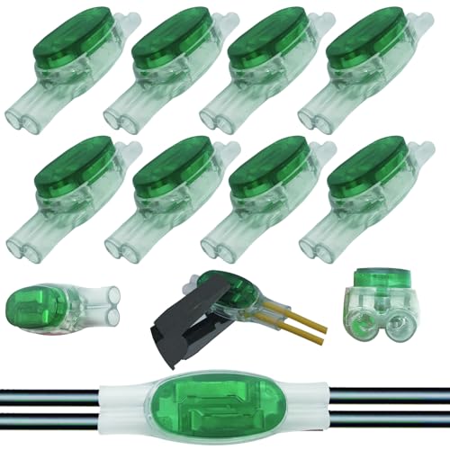 U1B wire connectors, 8 Pcs Telephone Crimps, CTRICALVER Button Telephone Wire Connectors, Wire Connectors with Sealing Gel Grease Filling, Telephone Cable Connectors (Green)