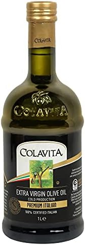 Colavita Extra Virgin Olive Oil (1L) | Cold Pressed Oil from Italian grown Olives | Premium Olive Oil for Cooking, Dips and Marinades | Timeless Bottle Pack
