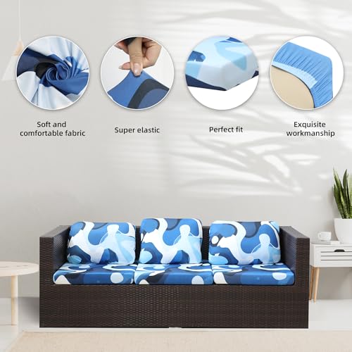 Image of BIETYONE 8Pcs Stretch Patio Cushion Covers,for Outdoor Couch Cushion Covers Replacement,Outdoor Sofa Covers Patio Slipcovers Couch Cover,Washable Furniture Cover (Pattern 2, Cover Only)