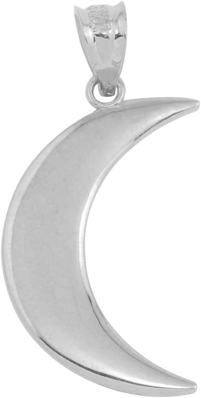 High Polish 14k White Gold Crescent Moon Charm Pendant