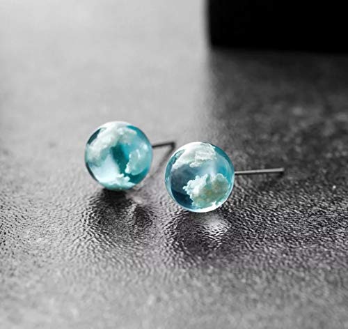 Ohrstecker Wölkchen handmade Edelstahl Ohrringe wolke wolken-himmel blau weiß handgemacht