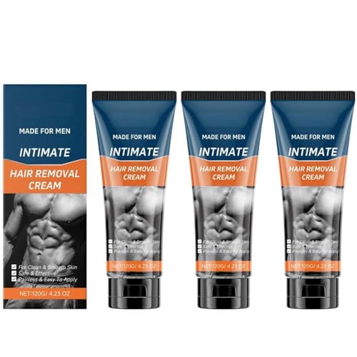 Hair Removal Cream for Men - Gentle Depilatory Cream for Underarm, Chest, Body & Sensitive Skin with Shea Butter & Aloe, Moisturizing Hair Remover, 4.23 OZ (3)