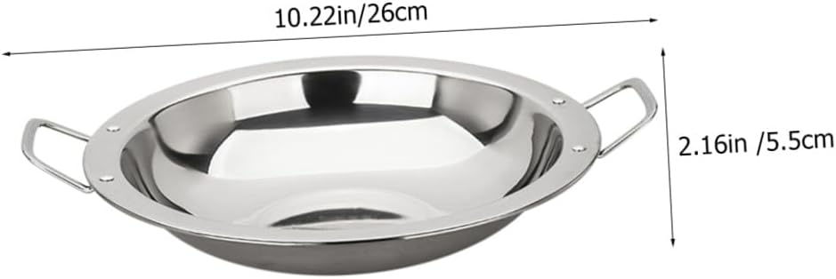 LABRIMP Stainless Steel Cooking Pot Paella Pan Double Handle Kitchen Hot Pot Pan