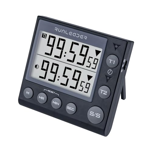 Jayron Temporizador de 2 Canales Con Reloj de Cocina, Cuenta Regresiva Magnético, Despertador...