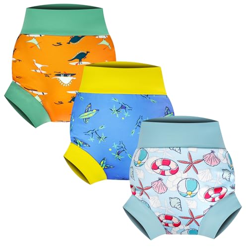 MooMoo Baby Swim Diapers 3 Pcs Waterproof Reusable Swimming Diapers for Baby Boys and Girls Swim Lesson 2T