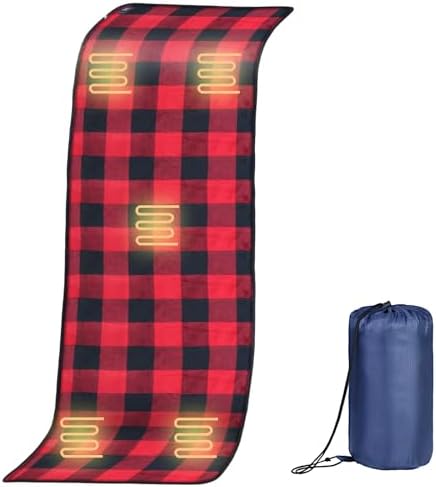 tuphen Heated Sleeping Bag Pad - 3 Adjustable Temperature Levels with 5 Heating Zones, Electric Sleeping Bag Liner Heater for Cold Weather Camping Backpacking or Hiking, Multi USB Power Supported