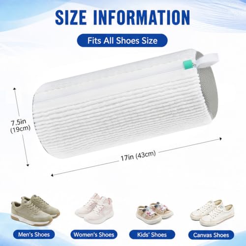 Shoe Washing Machine Bag Laundry Shoe Bag for Washer and Dryer Reusable 2pc Shoe Cleaning Bags for Sneakers 360° Deep Cleaning Machine for All Shoes Types Tennis With Self-locking Zipper - image 5