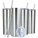 SKINNY TUMBLERS (4 pack) 20oz Stainless Steel Double Wall Insulated Tumblers with Lids and Straws | -Wall Insulated Mug Iced Coffee Cup Travel Tumbler Reusable Water Bottle for Tea, Smoothies (Silver)
