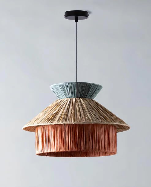 AKWAY Rattan Hanging Light for Living Room | Raffia Seagrass Pendant Lamp for Home Decoration | Bamboo Ceiling Light for Home - LAVANYA-image-4
