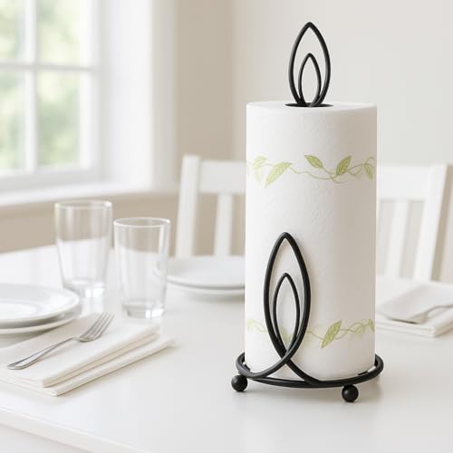 Image of Craft Expertise Tissue Paper Holder - Black Iron Toilet Paper Holder for Bathroom -Toilet Roll Holder & Organizer - Durable Toilet Tissue Rack (Length 4.5 x Width 4.5 x Height 9 Inches) (Napkin-V)
