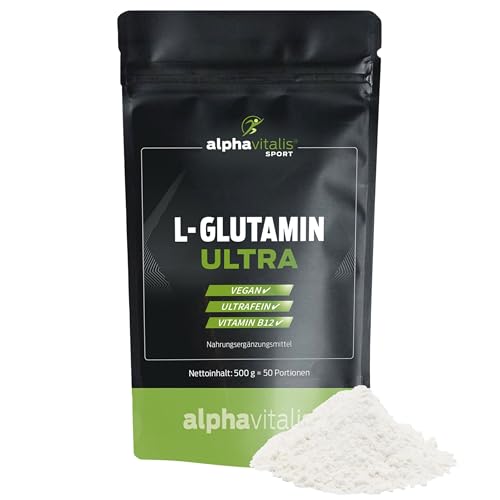 L-Glutamin Pulver 500g vegan - ideal dosiert und geschmacksneutral - 99,9% reine Aminosäure aus Fermenation - glutenfrei & laktosefrei - Premium-Qualität mit Vitamin B12