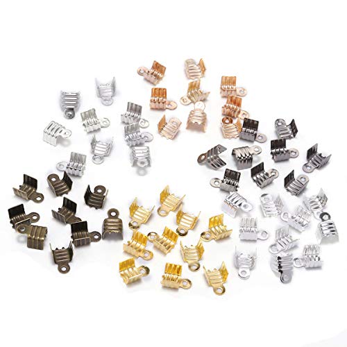 200Pcs 5Mm Multicolor Small Cord End Tip Fold Over Clasp Crimp Bead Connector Diy Jewelry Making Supplies For Cord Buckle 4 Sizes 7 Colors (Multicolor, 5Mm X 7.5Mm) #TOP5
