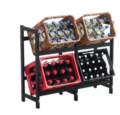 WEEU Estantería Vertical Metálicas Estante para 4 Cajas de Bebidas Estable de Almacenamiento Estanterías de Baldas Resistente Soporta hasta 100kg para Trasteros Cocina Garaje Acero Negro Cover