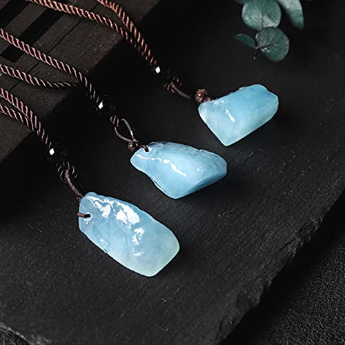 DarryDooly Aguamarina Natural, Colgante de Piedra curativa, minerales de Gema, Collar de Amatista Regalo de Bricolaje, Colgante de Cristal, joyería Femenina