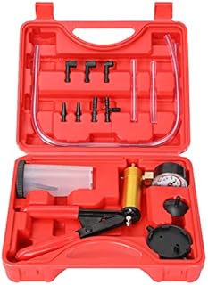 Yonligonju 2 in 1 Handheld Vacuum Pump Brake Bleeder Kit for Motorcycle 16 pcs Brake System Bleeding Tools with Gauge Adapters Automotive Brake Fluid Bleeding Set for Bike Car Truck (Red)
