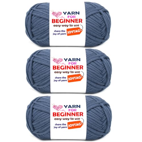 Denim Blue Beginners Crochet Yarn Cotton Crochet Yarn for Crocheting Knitting Beginners Crochet Kit-3 * 50g