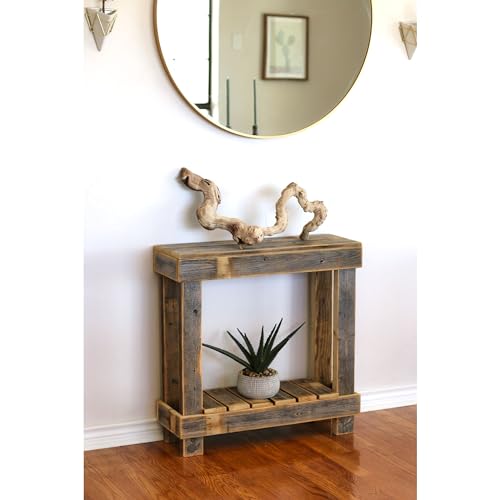 Natural 30x10x30 Entry Console Farmhouse Rectangular Reclaimed Wood Finish Handmade