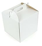 WePack 25 Stück Tortenkarton 345x345x240 mm Weiss Quadratische Torten-Box Transportbox...