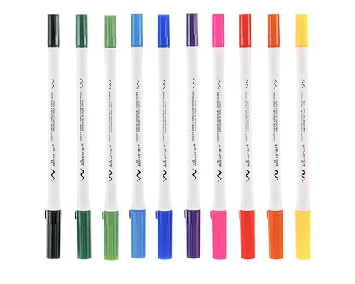 Image of Dual-Tip Markers, Fine & Brush Tips, Set of 10, Vivid Colors, Vibrant, For Journaling, Coloring, Artists, Home or Classroom Use, Non-Toxic