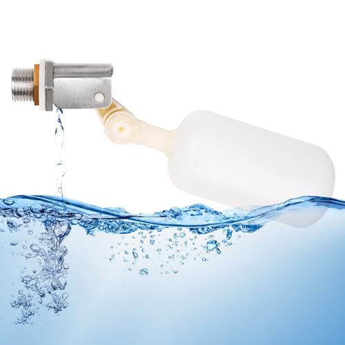 Stainless Steel Float Valve 1/2 Inch With Plastic Ball and Adjustable Arm for Water Trough, Fountains, Ponds, Pool, Aquariums, Animal Waterer Bowl