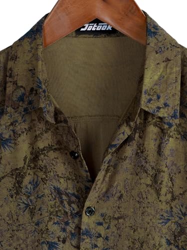 Image of JOTOOK Mens Hawaiian Shirt Short Sleeve Button Down Tropical Shirts Casual Floral Summer Beach Shirt