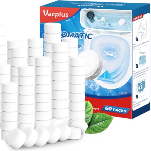 Image of Vacplus Toilet Bowl Cleaner Tablets 60 PACK, Automatic Toilet Bowl Cleaners with Bleach for Deodorizing and Descaling, Bathroom Cleaner Against Tough Stains
