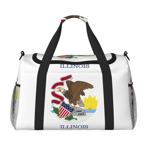 Sac de week-end pour femme noir avec imprimé Illinois grand sac voyage