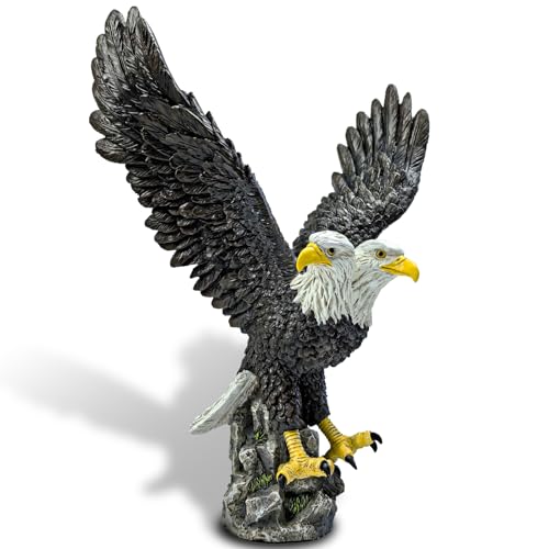 RAYSLIT Flag Pole Eagle Topper，Durable Resin Construction Flag Pole Ornament，9.5 Inch Bald Eagle Flag Topper，Eagle Fierce Swooping Hunting Form for Showing Family Pride and Patriotism (B)
