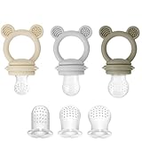 PandaEar 3 Pack Baby Fruit & Food Feeder Pacifier, Silicone...