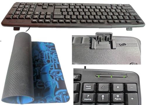 Image of Anjo 8 in 1 Combo of Wired Keyboard, Wired Mouse, Anti-Skid Mouse Pad, USB Hub 3.0, 3 in 1 Cleaning Kit 100ml, OTG Micro & C to A Type, USB Extension Cable Male to Female Type A 1.5m