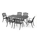 Christopher Knight Home Cayman Outdoor 6-Seater Cast Aluminum Dining Set, 7-Pcs Set, Black Sand