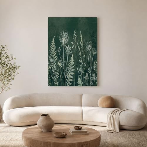 Impression sur toile premium fougère et fleurs rétro 80x120 cm pour salon