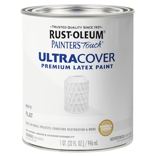 Rust-Oleum 1990502 Painter's Touch Latex Paint, Quart, Flat White 32 Fl Oz (1...