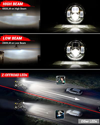 Image of Z-OFFROAD New 7 Inch Motorcycle LED Headlight 4.5 inch Fog Passing Lights, DOT Kit Compatible with Harley Davidson Road King Electra Glide Ultra Classic Heritage Softail Fat Boy Street Glide, Black