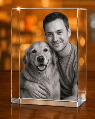 Custom 3D Crystal Photo Gift, Personalized Keepsake for Family & Pets
